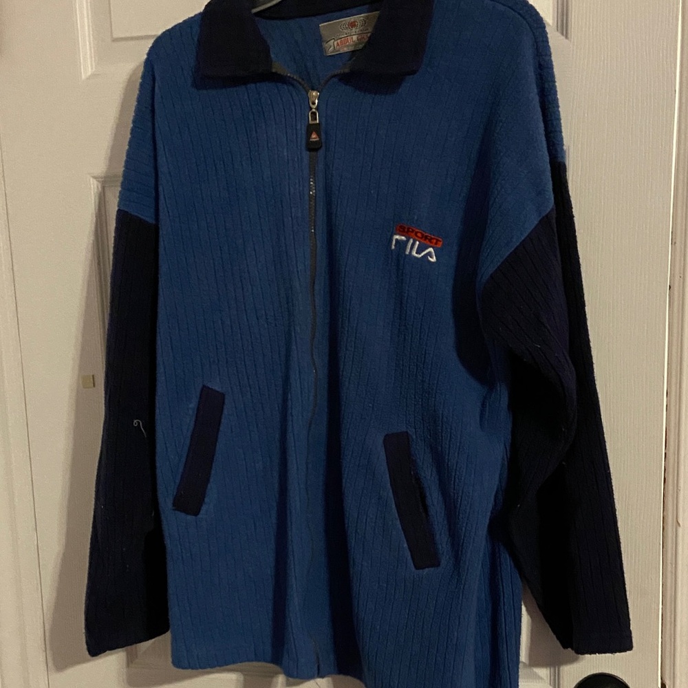 Blue Full-Zip Ribbed Jacket